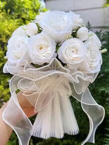 1 件装玫瑰伴娘花束抛花束适用于婚礼仪式周年纪念新娘送礼会婚礼派对装饰餐桌装饰情人节 - 彩色 - 查看 22