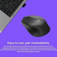 Logitech M280 无线鼠标，符合人体工程学设计，握感舒适，6 种颜色可选，静音按键，电池续航时间长，适用于办公室、家庭、笔记本电脑和台式电脑 - 黑色 - 查看 1