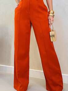 A-Lows A&L Calça Feminina Alfaiataria Pantalona Com Anel Risco ( 36/PP AO 46/GG ) Cor 20