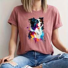 1 pièce/2 pièces/3 pièces Autocollants de chien Border Collie colorés avec bordure - transfert de chaleur DIY, convient pour les T-shirts, jeans, masques et sacs à dos, patches de gilet de chien
