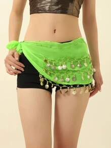 1pc Gold Coin Waist Chain, Beginner Belly Dance Waist Scarf, Shiny Sexy Dance Practice Hip Scarf, BLINGBLING, Suitable For Daily Wear, Nightclub Stage Performance, Street Snap, Festival Party Costume Accessory Summer School