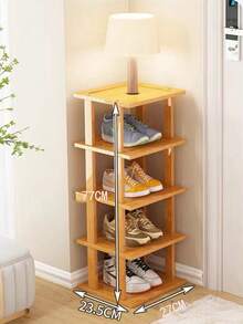 Prateleira vertical para sapatos de madeira dura de bambu faça você mesmo - prateleira de armazenamento vertical multifuncional, prateleira organizadora doméstica que economiza espaço, adequada para vários cômodos, estrutura de tábua de madeira, sem necessidade de eletricidade