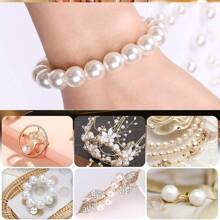 1 Box Of Fashionable Round Beads, 4/6/8/10mm ABS Imitation Pearls, DIY Handmade Production Kit Bracelet Pearl String Necklace Jewelry Production Process Decoration