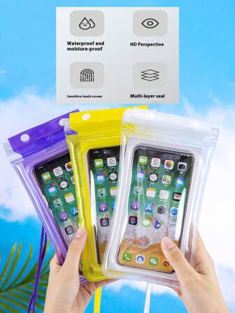 Bolsa impermeable para el cuello, multicolor de moda, con alta sensibilidad de pantalla táctil, apropiada para actividades acuáticas al aire libre, esencial para nadar, bucear, viajes a la playa (1 pieza)