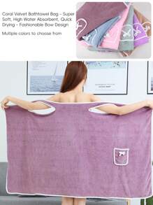 1 Piece Of Women's Large Bath Towel, Soft And Thick Bathroom Towel, Wearable Bath Towel With Pocket, Super Soft And Absorbent, Bath Towel And Shoulder Strap Shower Skirt Bathroom, Beach, Swimming, Changing Clothes, Ideal Household Items, Beach Essentials