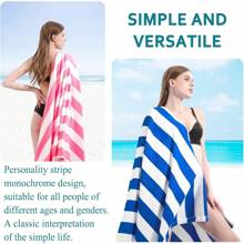 One Packs Oversized 29x58 Inch Stripe Beach Towel Thin Terry Set Extra Large Accessories Essentials Soft Super Absorbent Pool Travel Bath Swim Camping Towels Bulk Men Women Adults Gift Beach Essentials