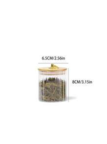 1pc Glass Material Food Storage Container, Candy Jar, Nuts Storage Bottle, Popcorn Container, Suitable For Home Kitchen And Dining Room Organization