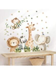 2 Stücke niedliche Boho Tier Wandaufkleber, süßes Elefant Giraffe Blatt Design - PVC abnehmbare Aufkleber für Schlafzimmer, Wohnzimmer & Badezimmer Wanddekoration & Heim Ästhetik