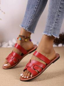 Women's Minimalist Solid Color Casual Hollow Out Open Toe Beach Holiday Party Outdoor Sandals, Summer