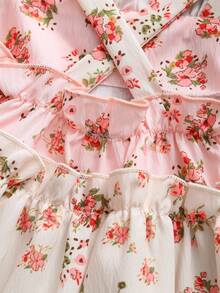 Sleeveless Ditsy Floral Ruffle Layered Sweet Cake Dress For Baby Girl - Multicolor - View 7