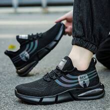 Men's Multi-Functional Running Shoes, Classic Colors With Eye-Catching Hues For Fashionable Look, Outdoor Jogging To Enjoy Nature, Commuting And Casual Walking, High-Quality Shoes With Good Support And Protection For Men - Black - View 5