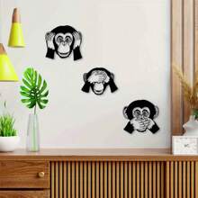 Set Of 3 Funny Metal Monkey Wall Decor – Black Metal Hanging Monkeys For Outdoor Or Indoor Use – Versatile Wall Art For Living Room, Bedroom, Or Bathroom