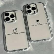 1 buah Casing Ponsel Minimalis Paduan Logam dengan Elemen Slogan Transparan, Pelindung Lensa Anti Jatuh, Slogan Bahasa Inggris Keberuntungan, Cocok untuk iPhone 16 Pro Max, 17/16/15/14 Plus/13/12/11, Hadiah Pegas Udara - MultiWarna - View 3