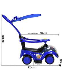 Joykoo Montable Correpasillos para Niños con Luz y Sonido Bastón con Toldo Protector - Azul - Ver 4