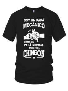 Playera para Hombre con Estampado "Papá Mecánico" | Camiseta Ideal para Padres Amantes de la Mecánica y los Autos | Diseño Original y Divertido para el Mejor Papá del Taller | Perfecta para el Día del Padre, Cumpleaños o Regalo Especial | Tela Suave, Cómoda y de Alta Calidad | Corte Clásico que se Ajusta a Diferentes Estilos | Tallas Disponibles S a XXL | Estilo Casual con Mensaje Orgulloso | Regalo Creativo para Papás Apasionados por Reparar, Armar y Ensuciarse las Manos | Look Masculino y Funcional | Playera con Frase Icónica que Rinde Homenaje a los Papás que Saben de Herramientas y Motores - Negro - Ver 1