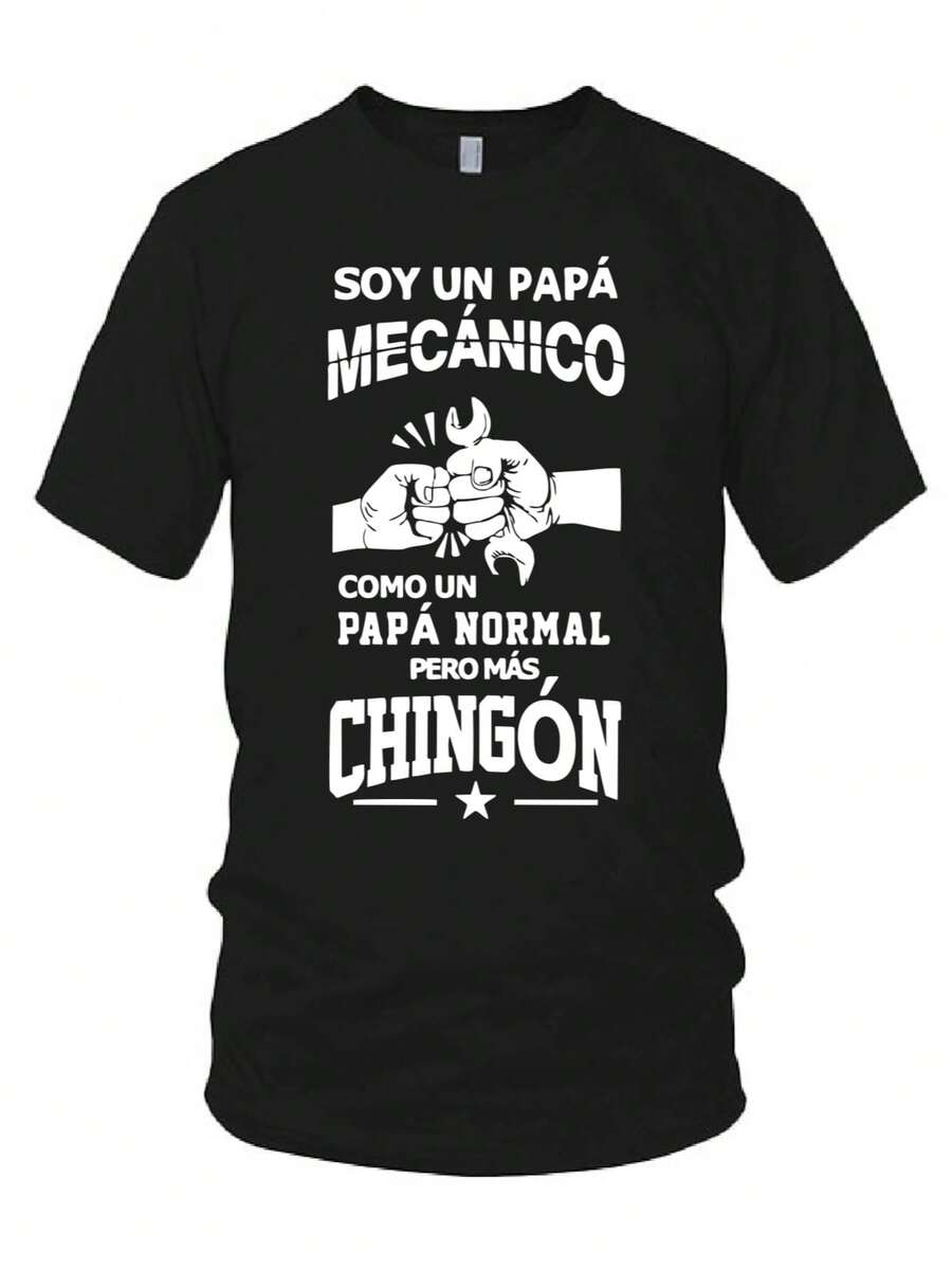 Playera para Hombre con Estampado "Papá Mecánico" | Camiseta Ideal para Padres Amantes de la Mecánica y los Autos | Diseño Original y Divertido para el Mejor Papá del Taller | Perfecta para el Día del Padre, Cumpleaños o Regalo Especial | Tela Suave, Cómoda y de Alta Calidad | Corte Clásico que se Ajusta a Diferentes Estilos | Tallas Disponibles S a XXL | Estilo Casual con Mensaje Orgulloso | Regalo Creativo para Papás Apasionados por Reparar, Armar y Ensuciarse las Manos | Look Masculino y Funcional | Playera con Frase Icónica que Rinde Homenaje a los Papás que Saben de Herramientas y Motores - Negro - Ver 1