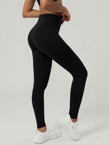 GOSOUER Women'S High Waist No Front Seam Back Deep V Buttock Line Running Outdoor Exercise Pilates Yoga Legging Pants Tights - Black - View 9