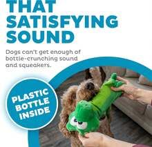 Outward Hound Bottle Bros Alligator Durable Cracking, Crinkling, Squeaking Dog Toy, Green, Medium - Alligator - 查看 2