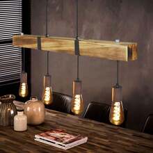 ZMH Vintage Pendant Light Wooden Dining Table Lamp Retro Hanging Light With 80CM Wooden Beams 4 X E27 Max. 25 Watts Hanging Lamp Industrial Pendant Lamp For Dining Room Kitchen Living Room Bar Restaurant - 4頭 - 查看 1