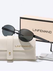 LINFEMAND 经典复古椭圆形不锈钢女士时尚眼镜，尼龙镜片，优雅时尚配饰，理想礼物