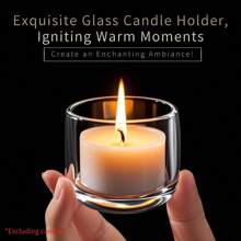 6 Piece Candlestick Set, Wish Tea Candles & Transparent Glass Candleholders, Circular Christmas Home Decor, Wedding Table