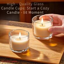 6 Piece Candlestick Set, Wish Tea Candles & Transparent Glass Candleholders, Circular Christmas Home Decor, Wedding Table