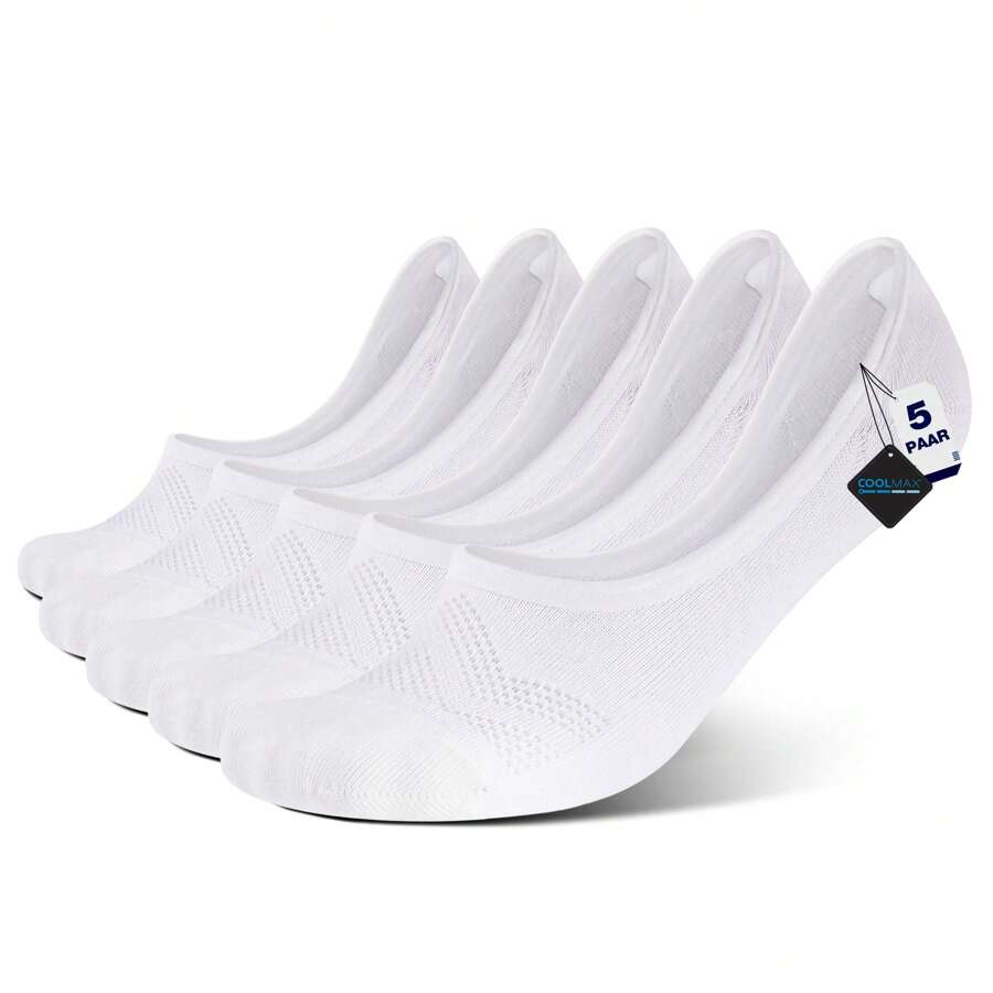 5 paia di calzini da ginnastica sottili in viscosa di bambù, da uomo e da donna, invisibili, invisibili, alla caviglia, corti, con silicone antiscivolo, traspiranti, anti-sudore, per il tempo libero, da golf e ballerine.