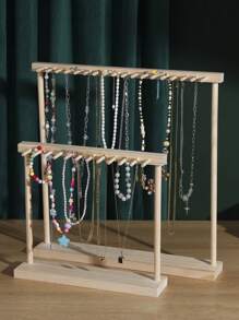 1 pieza Soporte multifuncional de nogal/color madera, soporte de exhibición para llaveros, soporte de exhibición de joyas de madera maciza con ganchos, estante colgante pequeño de accesorios con gancho, soporte de exhibición de pulseras y aretes, vuelta al colegio