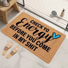 1pc 16"*24" 18"*30" Check Yo Energy Doormat Non-Slip Funny Welcome Doormat For Indoor & Outdoor Use, Easy To Clean, Durable & Stain-Resistant, Machine Washable, Perfect For Front Door, Entryway, Bedroom, Laundry Room Area Door Mat Home Decor, Non-Slip Outdoor/Indoor Rubber Door Mats For Front Door/Garden/Kitchen/Bedroom - 彩色 - 查看 2