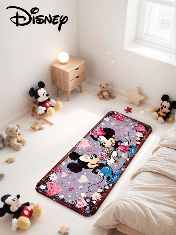 Disney 1 قطعة سجادة أمام الباب بطبعة ميكي ماوس ديزني، سمك 13 مم، 550 جرام/م2، شكل مستطيل، مانعة للانزلاق/ماصة للماء/قابلة للغسل في الغسالة، للمطبخ والممر والحمام وغرفة الغسيل، عودة إلى المدرسة