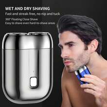 电动剃须刀防水干湿两用快速充电口袋剃须刀剃须刀磁性双刀片旅行便携式迷你男士电动剃须刀万圣节礼物、圣诞节礼物、母亲节礼物（返校礼物） - 彩色 - 查看 15