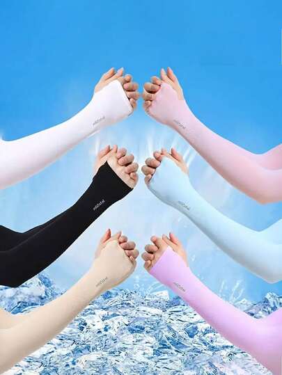 3 Pairs Of Ice UV Protective Sleeves And Sun Protection Arm Covers Suitable For Both Men And Women - Breathable With Thumb Holes, High-Elasticity Sun Protection Arm Covers, Nylon Ice Fabric, UV Protection, Suitable For Outdoor Activities, Cycling, Running, Hiking, Mountain Climbing