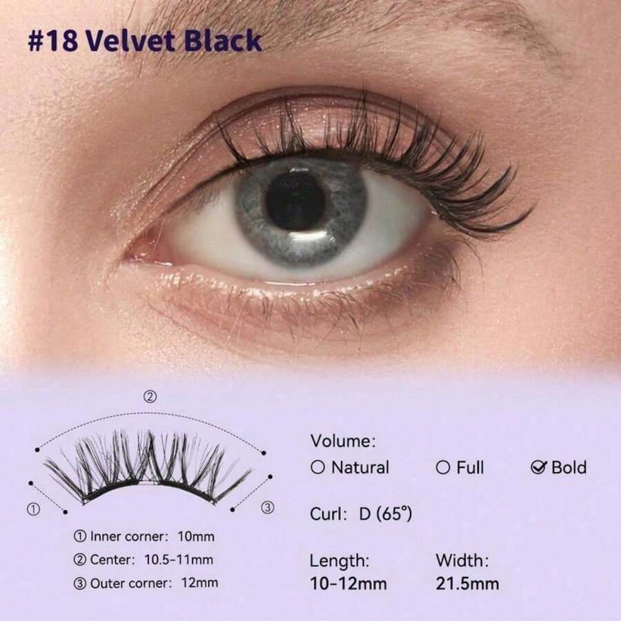 Wosado Soft Magnetic Eyelashes All-In-One Box, BearisBug Limited Edition Magnetic Eyelash Extensions, Waterproof, Reusable, Glue-Free, Eyeliner-Free Makeup Cosmetic - #18 Velvet Black BearisBug All-In-One - View 1