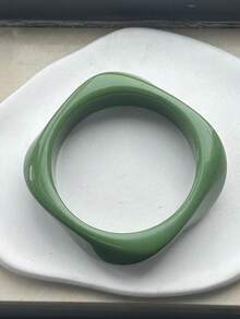 1 件波西米亚彩色不对称亚克力树脂厚手镯，扎染时尚个性化女士手链，适合女士海滩度假 - 不規則方形手鐲 - 查看 8