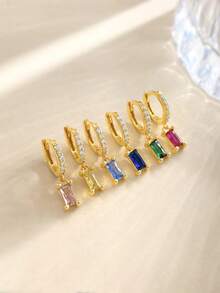 Esberry 1Pair Water Droplet Birthstone Drop Earrings For Women S925 Sterling Silver 12 Month Personalized Earrings Fine Jewelry Birthday Gift