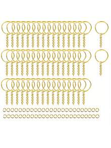 10/30/60 unidades Anillos partidos con cadenas, piezas de llaveros plateados con aros abiertos a granel de 1 pulgada/25mm para manualidades de llaves de pequeños negocios - Multicolor - Ver 7