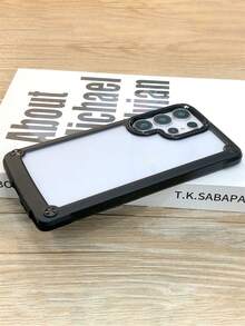 Military Industry Anti-Fall Matte Sillicone Border Clear Phone Case Compatible With Samsung Galaxy S25 S24 Plus S23 S22 Ultra A55 A54 A35 A15 A14 5G Luxury Four Corners Anti-Drop Shockproof Protect Bumper Cover - Black - View 6