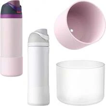 Yoelike 2PCS 2 Colors Silicone Water Bottle Boot For, Anti-Slip Protective Sleeve For Twist/Flip, Watter Bottle Accessories, Bottom Bumper Cover, Dishwasher Safe, - Pink+Clear - View 1