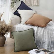 装饰性亚麻流苏抱枕套舒适波西米亚风农舍靠垫套带流苏柔软装饰枕套适用于沙发椅沙发床客厅家居装饰 - 綠色 - 查看 3