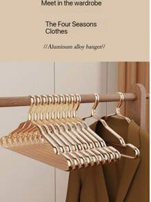 3/5/10pcs Space Aluminum Alloy Hanger Household Clothes Hanger Non-Slip Traceless Clothes Holder Stainless Steel Clothes Hanger Light Luxury Gold Anti-Slip