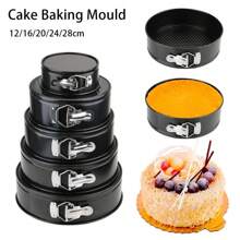 1 pezzo Stampo a cerniera in acciaio al carbonio antiaderente da 12/16/20/24/28 cm, stampo rotondo per torte con fondo removibile, per uso domestico, panificio e cucina