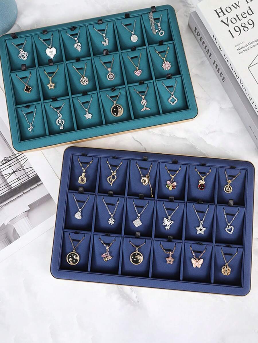 1pc High Quality Jewelry Display Tray, Necklace Pendant, Ring, Earring, Bracelet Organizer Holder, Gold Metal Faux Leather Velvet Jewelry Tray Summer Necessity For Women Storage Organizer Gift Travel Back To School