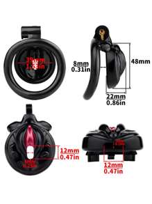 Male Inverted Negative Chastity Cage With 4 Rings Set, Small Men Flat Chastity Device Lock, Realistic Pussy Penis Cage Design, BDSM Bondage Adults Sex Toys For Gay Couples (Pink)