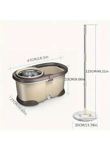 Automatic Rotating Mop Bucket Set, Includes 3 Replacement Mop Heads, Hands-Free Home Wood Floor Cleaning Microfiber Mop Bucket, Slouchy Magic Mop Bucket - View 6