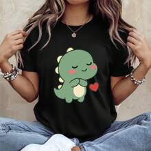 PLAYERA MUJER CUTE KAWAII LOVE CAPIBARA PANDA TE MUSCLE MEMES MODA CASUAL URBAN ARTE ANIMALES GATOS MJ15 - Negro - Ver 1