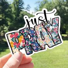 3pcs "Just Pray" Motivational Stickers With Bible Verses, Religious Inspirational Sticker For DIY Decoration On Laptops, Water Bottles, Phone Cases, Car Bumpers, Helmets, And Windows