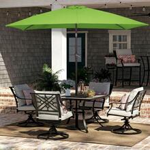 6.5x10 Ft Rectangular Patio Umbrellas Outdoor Market Umbrella With Push Button Tilt And Crank, Rectangle Table Umbrella 6 Sturdy Ribs UV Protection For Pool Garden Backyard Deck, Red - Grass Green - View 2