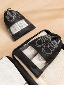 1/3/5/10 piezas Bolsas de almacenamiento de zapatos con cuerda, bolsa de almacenamiento de viaje con cierre de cordón seguro, bolsa impermeable portátil para empacar zapatos, bolsa de almacenamiento multifuncional, organizador de zapatos, bolsa de playa impermeable para hombres y mujeres, artículos de viaje, suministros de almacenamiento y organización para el hogar, artículos esenciales de viaje de regreso a la escuela