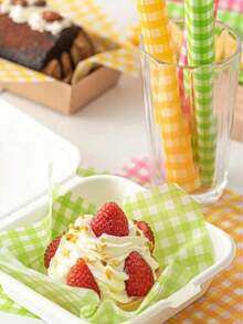 50/100/200 Sheets Wax Paper, Basket Liners, Food Picnic Paper, Grease-Proof Wrapping Paper, Baking Paper Suitable For Cakes, 7 X 7 Inch Fast Food Grid Wrapping Paper