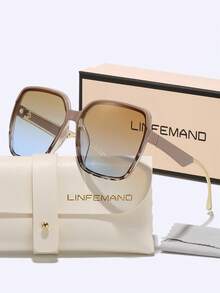 Óculos de Sol de Marca de Moda Designer Decoração Poligonal LINFEMAND, Lente Degradê Leve, para Dirigir, Praia, Viagem, Presente de Férias para Mulheres para Praia de Verão, Exterior, Estilo Elegante de Viagem com Armação Quadrada Oversized - Multicolorido - Visão 19